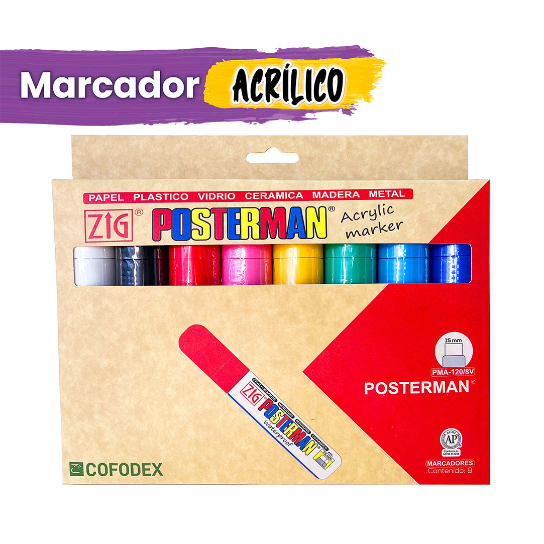 KIT MARCADORES POSTERMAN ORIGINAL PMA-120/8V