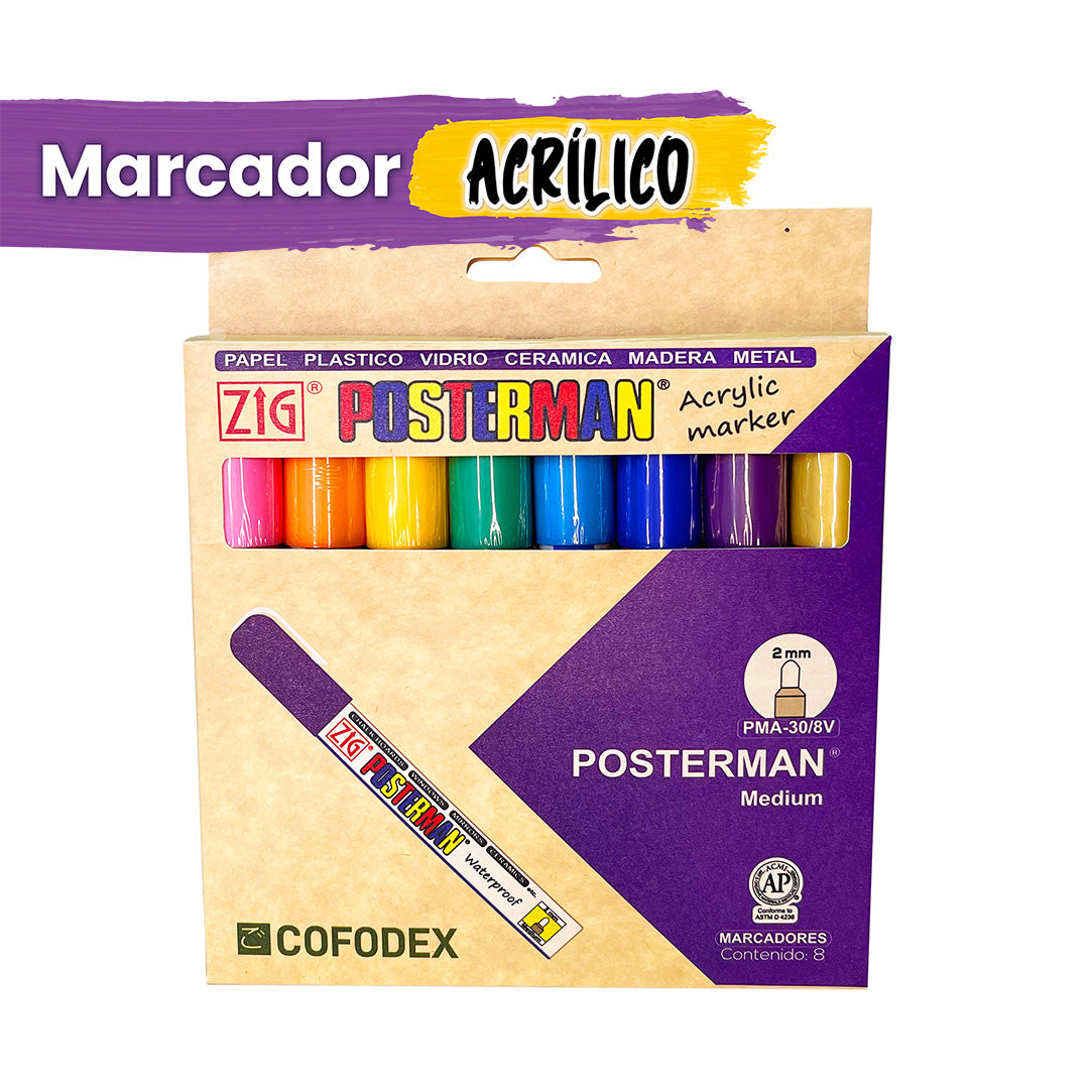 KIT MARCADORES POSTERMAN ORIGINAL PMA-30/8V