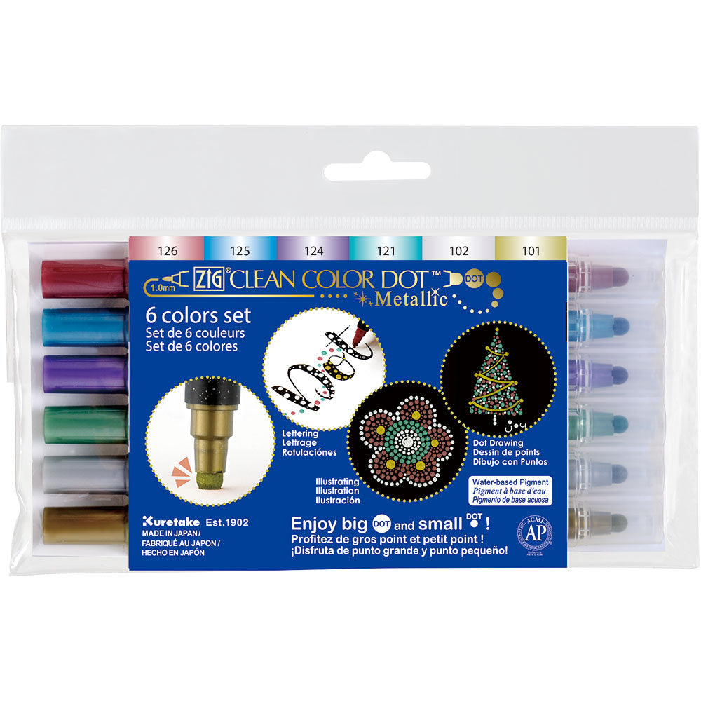 KIT DE MARCADORES PUNTILLISMO X 6 UNIDADES "METALLIC"