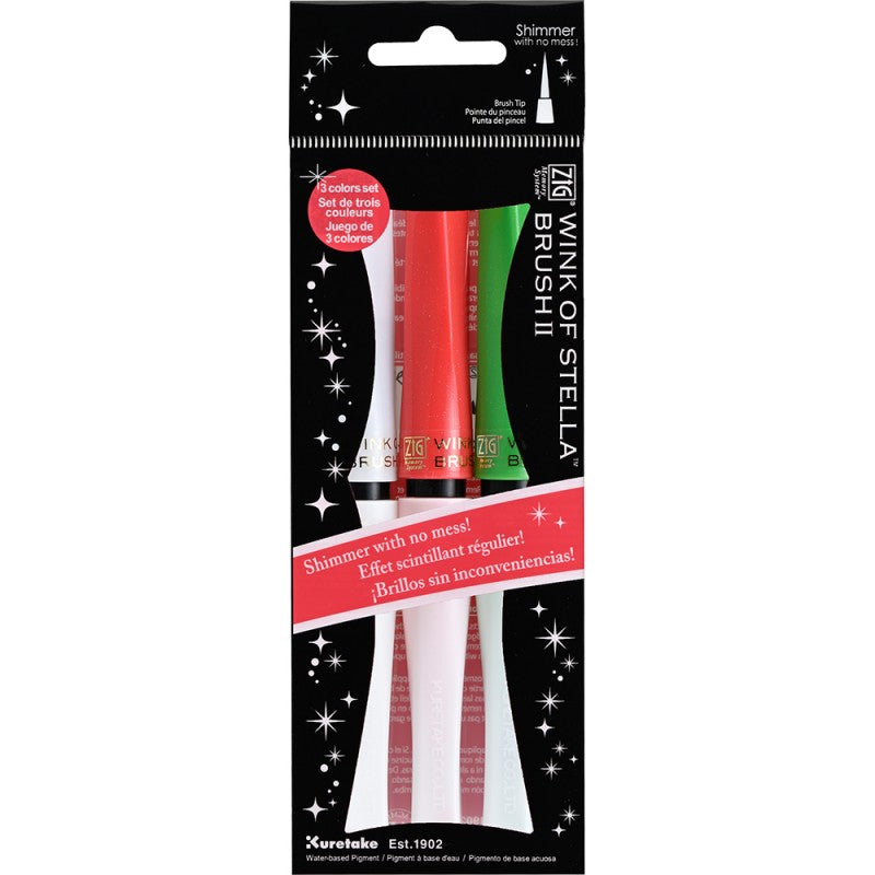 KIT MARCADORES GLITTER STELLA BRUSH X 3 UNIDADES