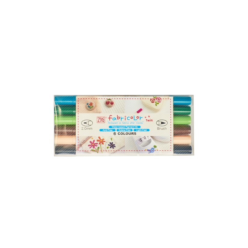 KIT DE MARCADORES PARA TELA DOBLE PUNTA X 6 UNIDADES