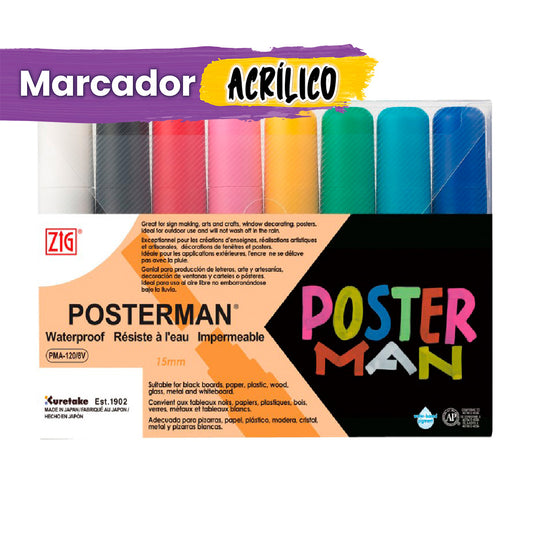 KIT MARCADORES POSTERMAN ORIGINAL PMA-120/8V