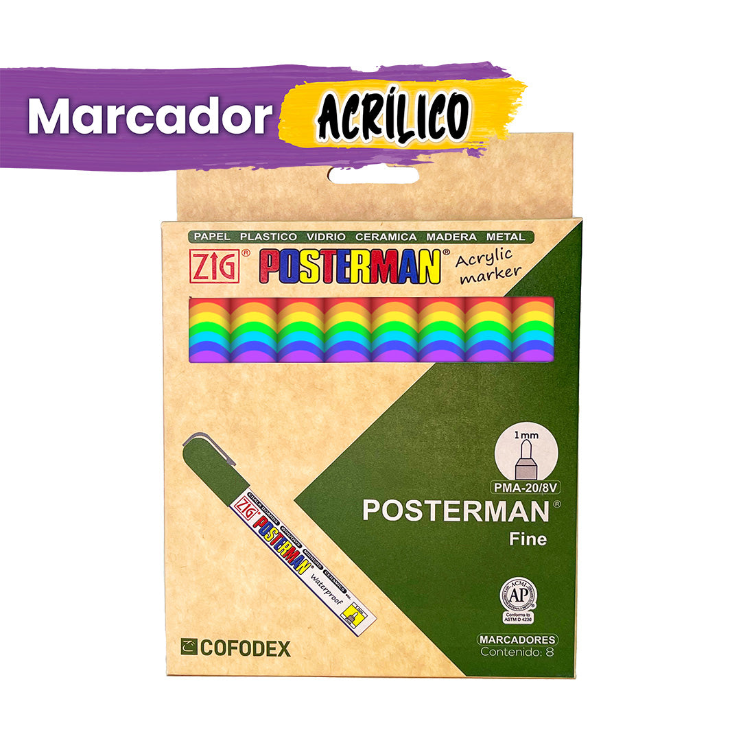 KIT MARCADORES POSTERMAN COLORES PERSONALIZADOS PMA-20/8V*