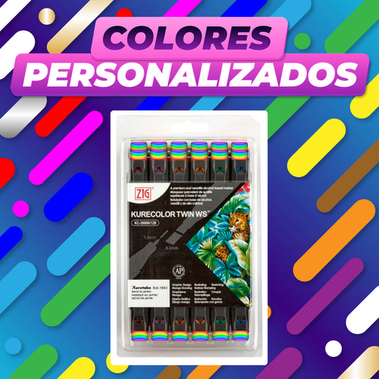 KIT ROTULADORES KURECOLOR COLORES PERSONALIZADOS X 12 UNIDADES*