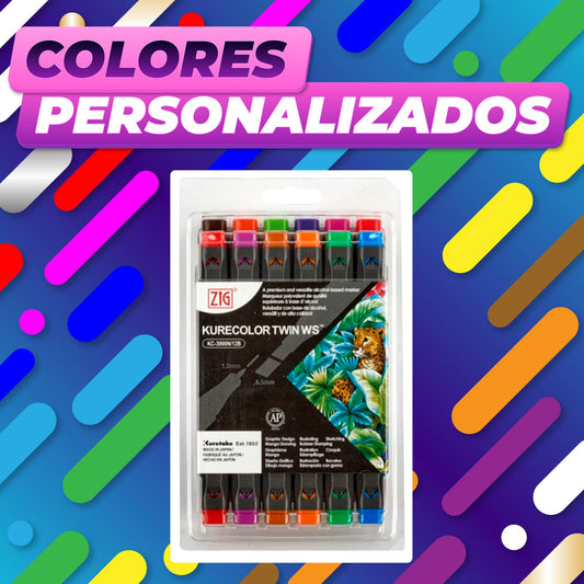 KIT ROTULADORES KURECOLOR COLORES PERSONALIZADOS X 12 UNIDADES*